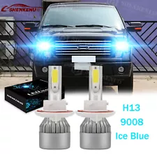 For 2004-2014 Ford F-150 8000K Ice Blue H13/9008 LED Headlight Hi/Lo Beam Bulbs