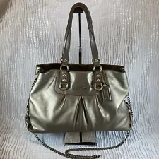 Coach Sale Ashley Leather Carryall Tote Shoulder Bag Metallic Bronze