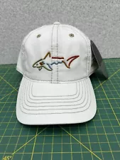 Greg Norman Beige w/ Tan Stitching Embroidered Shark Logo Golf Hat Cap - New!