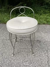 Vintage Vanity Chair Stool White - BOUDOIR Mid Century Modern MCM