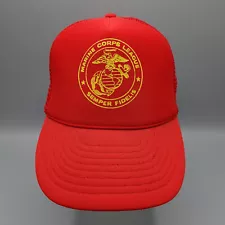 Marine Corps League Hat Cap Snapback Trucker Red Semper Fidelis Military Adult