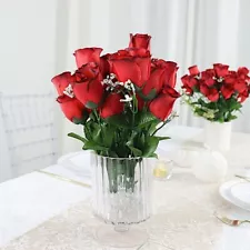 84 Black and Red SILK ROSE BUDS Wedding Flowers Bouquets Decorations on SALE