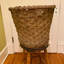 Antique Oak Split Cotton Picking Basket from Georgia