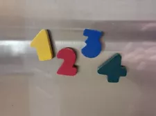 Vintage Magnetic Wooden Numbers 1 -4