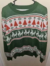 Naughty Humping Reindeer Ugly Christmas Sweater Tipsy Elves Large Green Red