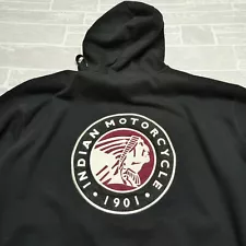 Indian Motorcycles Hoodie Adult 3XL Black Fleece Embroidered Jumbo Patch Mens