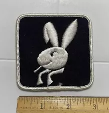 Playboy Bunny Bent Ear Smoking Cigarette Black White Souvenir Embroidered Patch