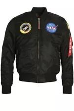 ALPHA INDUSTRIES x NASA Space Shuttle JACKET MED SZ BLACK Bomber USA Flight NWT