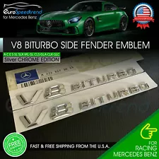 V8 BiTurbo Emblem Side Fender 3D Chrome Badge Mercedes Benz AMG CL63 E63 OEM NEW (For: More than one vehicle)