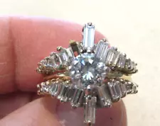 Large Synthetic and Natural Diamond Ring for Sale in 14k Gold size 5 NO RESERVE