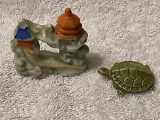 VINTAGE FISH TANK DECORATIONS, PAGODA + TURTLE, JAPAN.