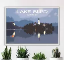 Lake Bled Travel Poster, Slovenian Lake Prints for Sale - Home Decor Gifts .