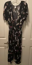 Kayleigh Stitch Fix Black Floral Mid Calf Short Sleeve Belt Jumpsuit Size 2X EUC