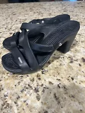 Crocs Cyprus Black High Heel Sandals Size 8