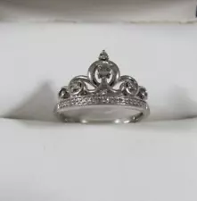 Beautiful Disney Princess Sterling Silver and Natural Diamonds Ring Size 8