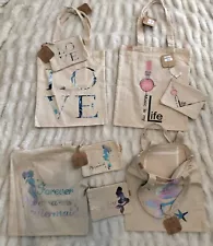 8pc Canvas Tote Bag Lot