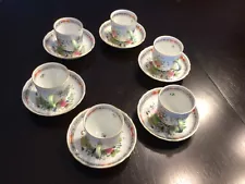 Set of 6 Herend China "Indian Basket" Tea Cup and Saucers For Sale