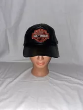 Black Genuine Leather HARLEY-DAVIDSON Hat Cap Harley Logo One Size Indonesia