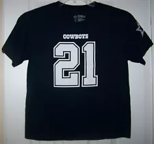 NFL Dallas Cowboys 21 Ezekiel Elliott Blue T-Shirt Star Logo Youth Large (16-18)