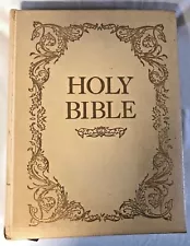 Vintage 43 Year Old large family Holy Bible Windsor red letter art illustrated