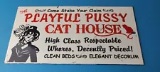 Vintage Cat House Sign - Basement Room Bed for Sale Gas Service Saloon Sign