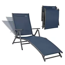 Outdoor Chaise Lounge Chairs for Outside, Aluminum Patio Lounger Navy Blue