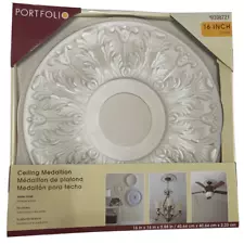 1 PCS New- Portfolio 16"W x 16"L x .88" White Composite Ceiling Medallion LILIKA