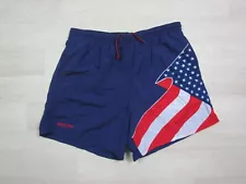 Vintage Speedo American Flag Shorts (M) Mesh Lined Nylon Swim Trunks Patriotic