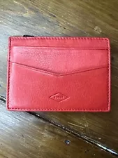 Fossil Red Leather Credit Card Holder/ Wallet Insert