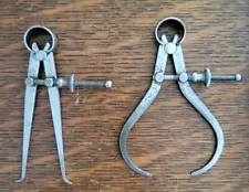 (2) L.S. Starrett Flat-Leg Spring Calipers - 3 3/4" Inside & 3" Outside USA