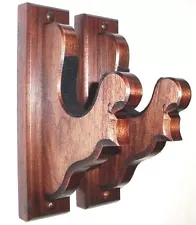 Walnut Wooden Gun Rack Hangers Antique Rifle Shotgun Fancy Wall Display 2" Inch