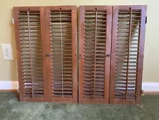 Vtg Wooden Interior Louver Shutters With Metal Clasp Closures - 35" x 27"