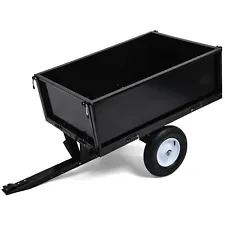 Steel Dump Cart Tow Behind Lawn Dump Cart for Lawn Tractor 500LBS Black