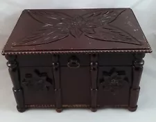 Vintage Carved Wooden Alter Herb Box Chest Floral Tray Wiccan Pagan Witch