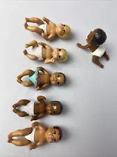 Lot Of 6 Barbie Doll Baby Dolls W/diapers