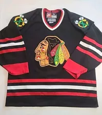 Chicago Blackhawks Nike Center Ice Black Hockey Jersey Size L Embroided Patches