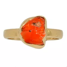 18K Gold Vermeil Natural Mexican Opal Rough Ring Jewelry s.7 CR45441