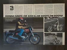 Vintage 1975 Honda Hawk CB 400A CB 400TI CB 400T2 Motorcycle 6-Page Article