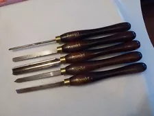 SET OF 5. LARGE WOOD TURNING CHISELS BY CROWN TOOLS, SHEFFIELD