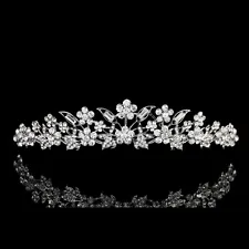 Handmade Bridal Floral Rhinestone Crystal Prom Wedding Crown Tiara 7975