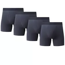 4PK Mens Cotton Boxer Briefs Tagless Comfort Flex Underwear With Opening Fly