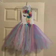 Unicorn Dress for Girls. Tutu Dreams Handmade Sequin. Size 5-6 yrs.