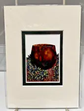 Peggy Chun Monkey Pod Bowl Leaf Lei Hawaiian Matted Print Tiki No Frame 7 x 5