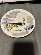 Red Wing Pottery Peacock Plate S83 593 Fixative Sample 6 1/2"