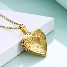 Gold Lana Del Rey Style Stainless Steel Necklace Openable Locket Heart Pendant