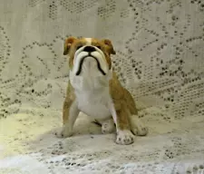 TAN ENGLISH BULLDOG PUPPY SITTING RESIN FIGURINE 4" X 4 X 5" NEW 18167