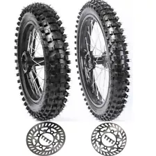 70/100-17+ 90/100-14+Disc Rotor Wheel Tire Rim F Kawasaki KX80 KDX80 KX85 KLX125