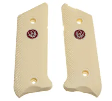 Ruger Grips For Mark III, Simulated White Ivory W/ Red Ruger Medallion NEW~19933