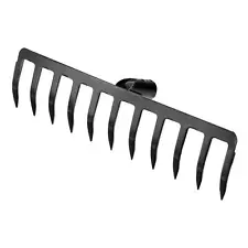 11 Teeth Garden Rake Head, Manganese Steel for Garden Farm without Handle, Black