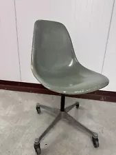 Eames for Herman Miller Vintage Original Green 1960s Pivot Side Chair On Castors